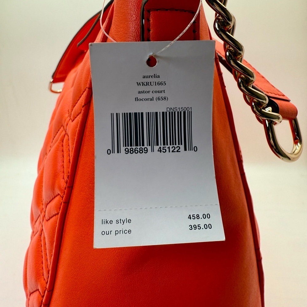 NWT Kate Spade Astor Court Aurelia Flo Coral Quilted Shoulder Bag - Picture 9 of 9